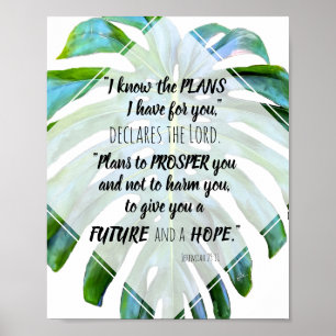 Poster Eu sei as folhas de Monstera do 29:11 de Jeremiah