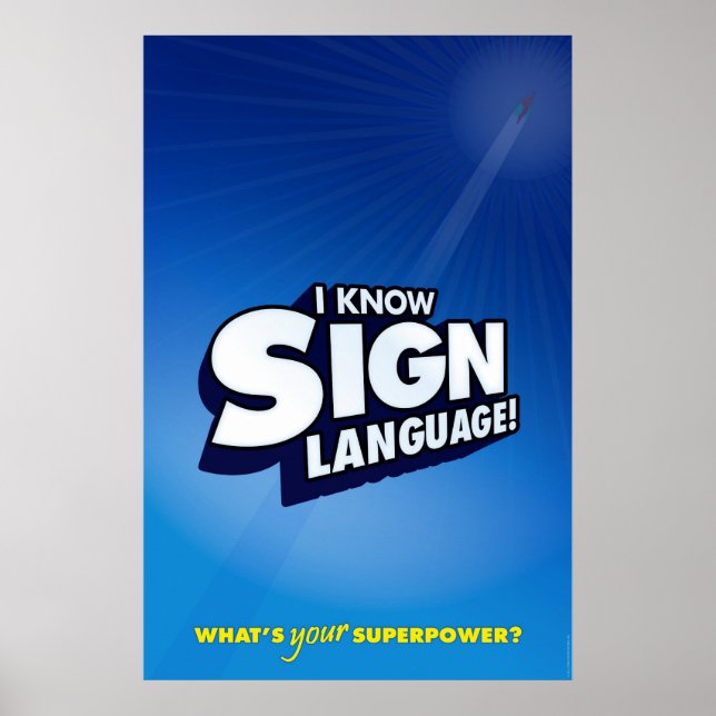 Pôster Eu sei linguagem gestual. (ASL) (Frente)