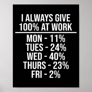 Poster Eu Sempre Dou 100% No Trabalho Citações Divertidas