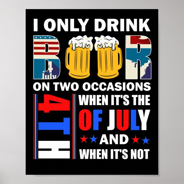 Poster Eu só bebo cerveja em duas ocasiões quando é (Frente)