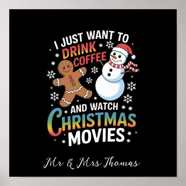 Poster Eu Só Quero Beber Café e Assistir Filmes de Natal (Frente)