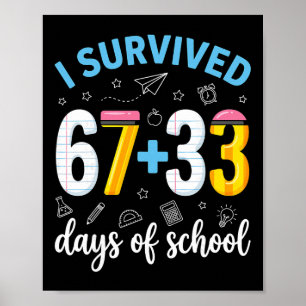 Poster Eu Sobrevivi 100 Dias De Escola Seis Sete Meme Ens