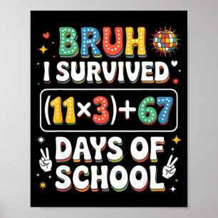 Poster Eu Sobrevivi 100 Dias Escola Bruh Groovy Equação M