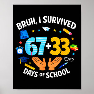 Poster Eu Sobrevivi 67 + 33 Dias De Escola Engraçado 6 7