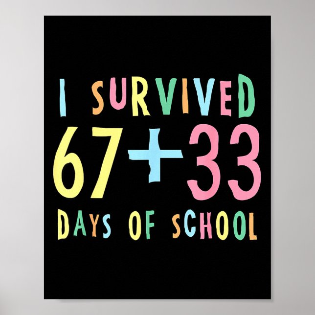 Poster Eu Sobrevivi 67 + 33 Dias De Escola Matemática Do  (Frente)