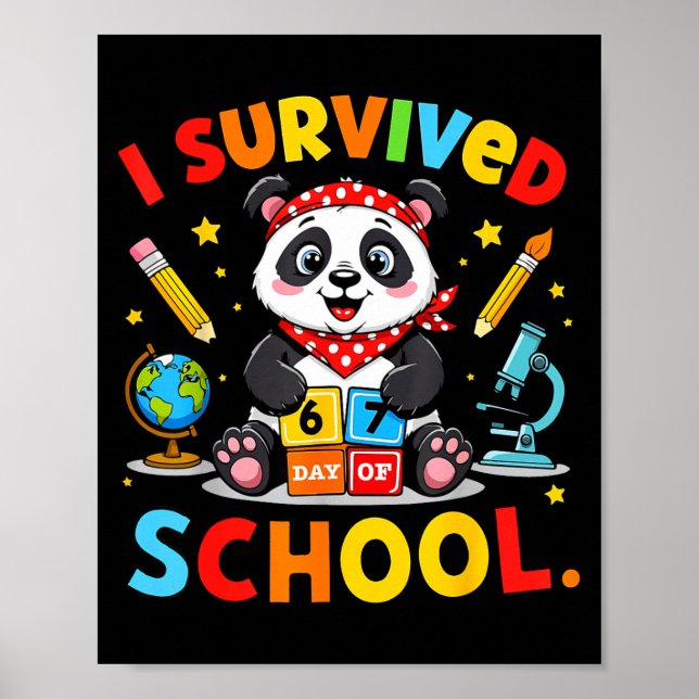 Poster Eu Sobrevivi 67 Dias De Escola Piada Meme Professo (Frente)