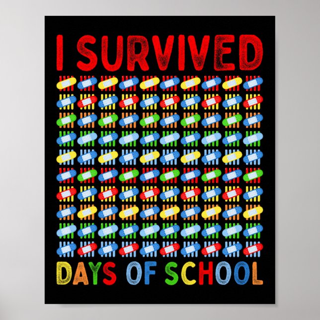 Poster Eu Sobrevivi A 100 Dias De Professores Crianças Da (Frente)