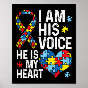 Poster Eu Sou A Voz Dele Ele É Meu Coração Autismo Sensib