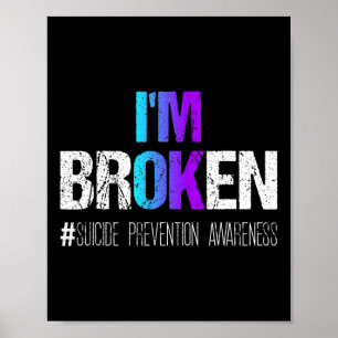 Poster Eu sou Chá e Fita Púrpura Suicida Preventi