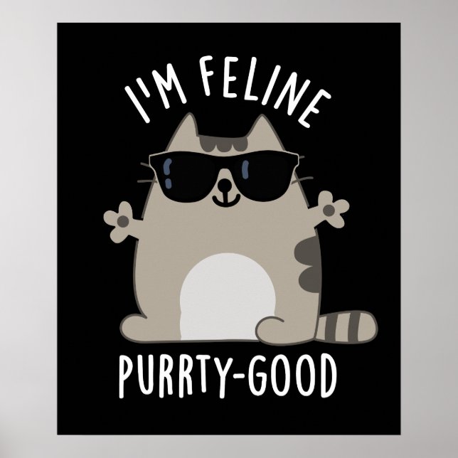 Poster Eu sou Feline Purr-ty Boa Gata Engraçada Negra BG (Frente)