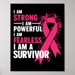 Poster Eu Sou Forte E Poderosa Cancer De Mama Sem Corante