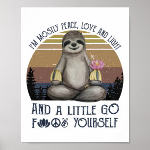 Poster Eu Sou Maioritariamente Paz Amor E Luz Ioga Vintag