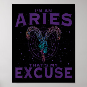 Poster Eu Sou Um Aries Sinal Zodíaco Arte Gráfico Ram Hor