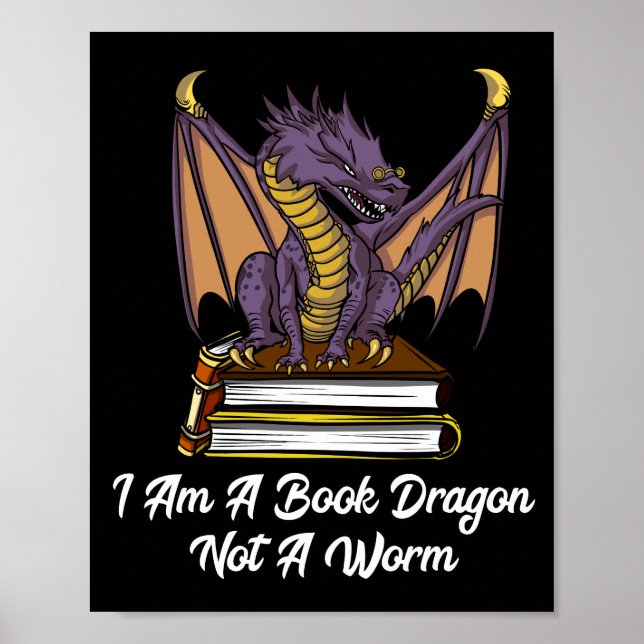 Poster Eu Sou Um Dragão De Livro Não Um Verme Lendo Nerd  (Frente)