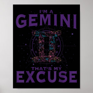 Poster Eu Sou Um Gemini Sinal Zodíaco Gêmeos de Arte Gráf