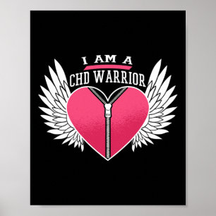 Poster Eu Sou Um Guerreiro Chd Coração Zipper Com Asas An
