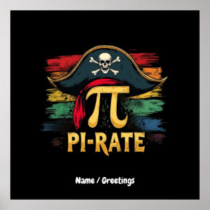 Poster Eu sou um pirata Pi Day Uma Engraçada Aventura Mat