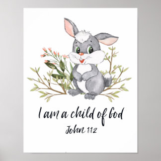 Poster Eu Sou Uma Criança De Deus, Crianças Bíblias Verso