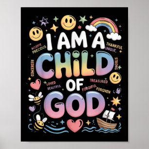 Poster Eu Sou Uma Criança De Deus Fé Cristã Retro Jesus