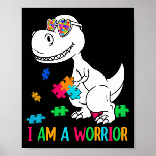 Poster Eu Sou Uma Família De Autismo De Guerreiro Dinossa