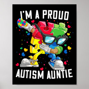 Poster Eu sou uma tia autista orgulhosa Autismo Autismo.