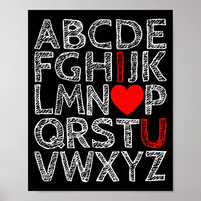 Poster Eu Te Amo Alphabets Chalk Texturizado (Frente)