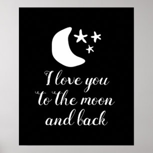 Poster Eu te amo ao quadro preto da lua e da parte
