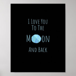 Poster Eu Te Amo Até a Lua e de Volta Citação de Amor Clá