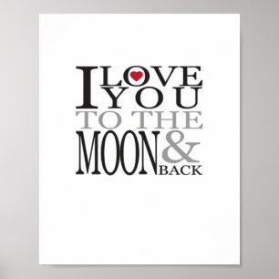 Poster Eu Te Amo Até a Lua e de Volta Citação de Amor Son