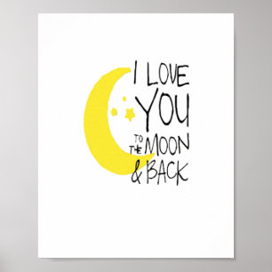 Poster Eu Te Amo Até a Lua e de Volta Clássico Romântico