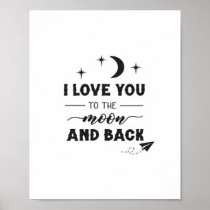 Poster Eu Te Amo Até a Lua e de Volta Design Moderno Limp