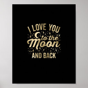 Poster Eu Te Amo Até a Lua e de Volta Estrelas Glam Vinta