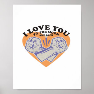 Poster Eu Te Amo Até a Lua e de Volta Fundo Preto M