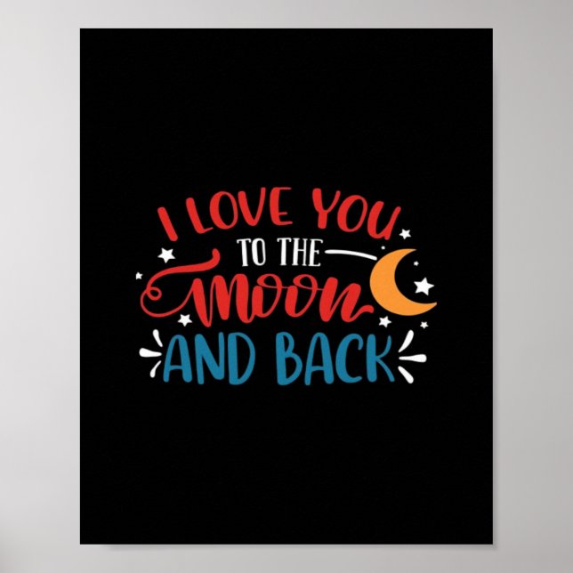 Poster Eu Te Amo Até a Lua e de Volta Letreiro Romântico (Frente)