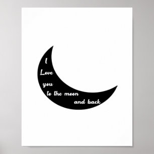 Poster Eu Te Amo Até a Lua e de Volta Romântico Minimal D