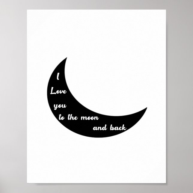 Poster Eu Te Amo Até a Lua e de Volta Romântico Minimal D (Frente)