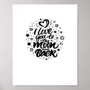Poster Eu Te Amo Até a Lua e de Volta Sentimento Clássico