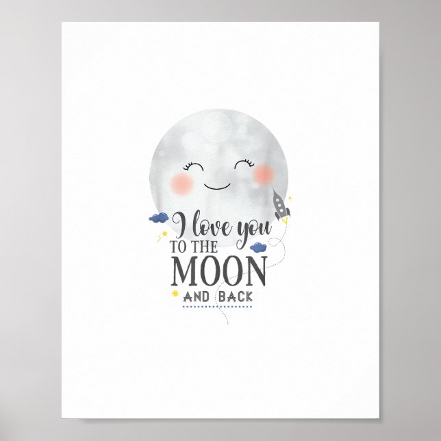 Poster Eu Te Amo Até a Lua e de Volta Sincero Estilo Mode (Frente)