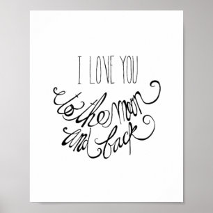 Poster Eu Te Amo Até a Lua e de Volta Sincero Romântico D