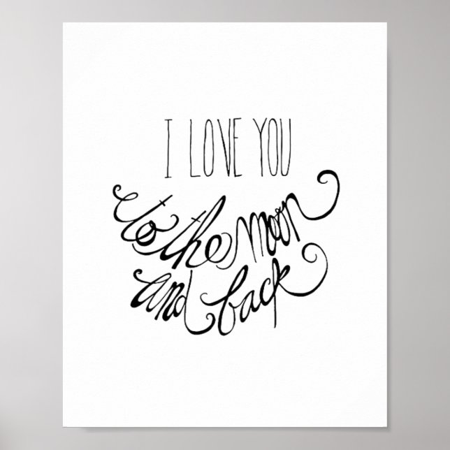 Poster Eu Te Amo Até a Lua e de Volta Sincero Romântico D (Frente)