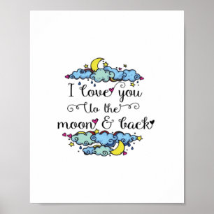 Poster Eu Te Amo Até a Lua e de Volta Sofisticado Elegant