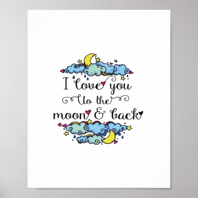 Poster Eu Te Amo Até a Lua e de Volta Sofisticado Elegant (Frente)