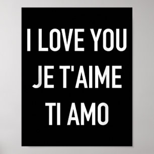 Poster Eu Te Amo Je Taime Ti Amo Citação Múltipla