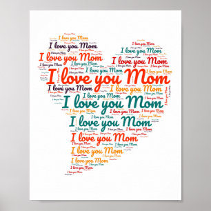 Poster Eu te amo Mãe Dia de as mães de Arte do Coração
