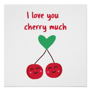 Pôster Eu Te Amo Muito Cereja Dia dos Namorados
