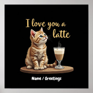 Poster Eu Te Amo Muito: Cute Trocadilho de Café no Dia do
