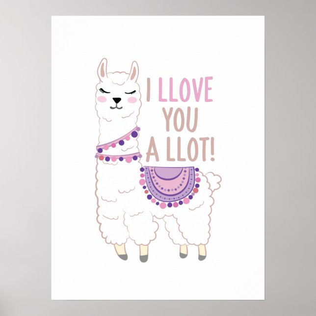 Poster Eu te amo muito - Engraçado Llama (Frente)