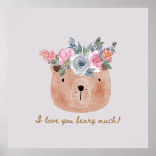 Poster Eu te amo muito! Urso Bonito