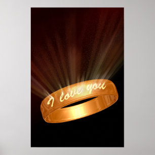 Pôster "Eu te amo" Ouro Ring