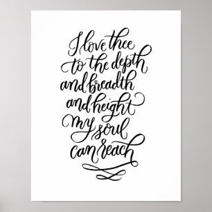 Pôster Eu Te Amo Poema com Letra à Mão em Preto